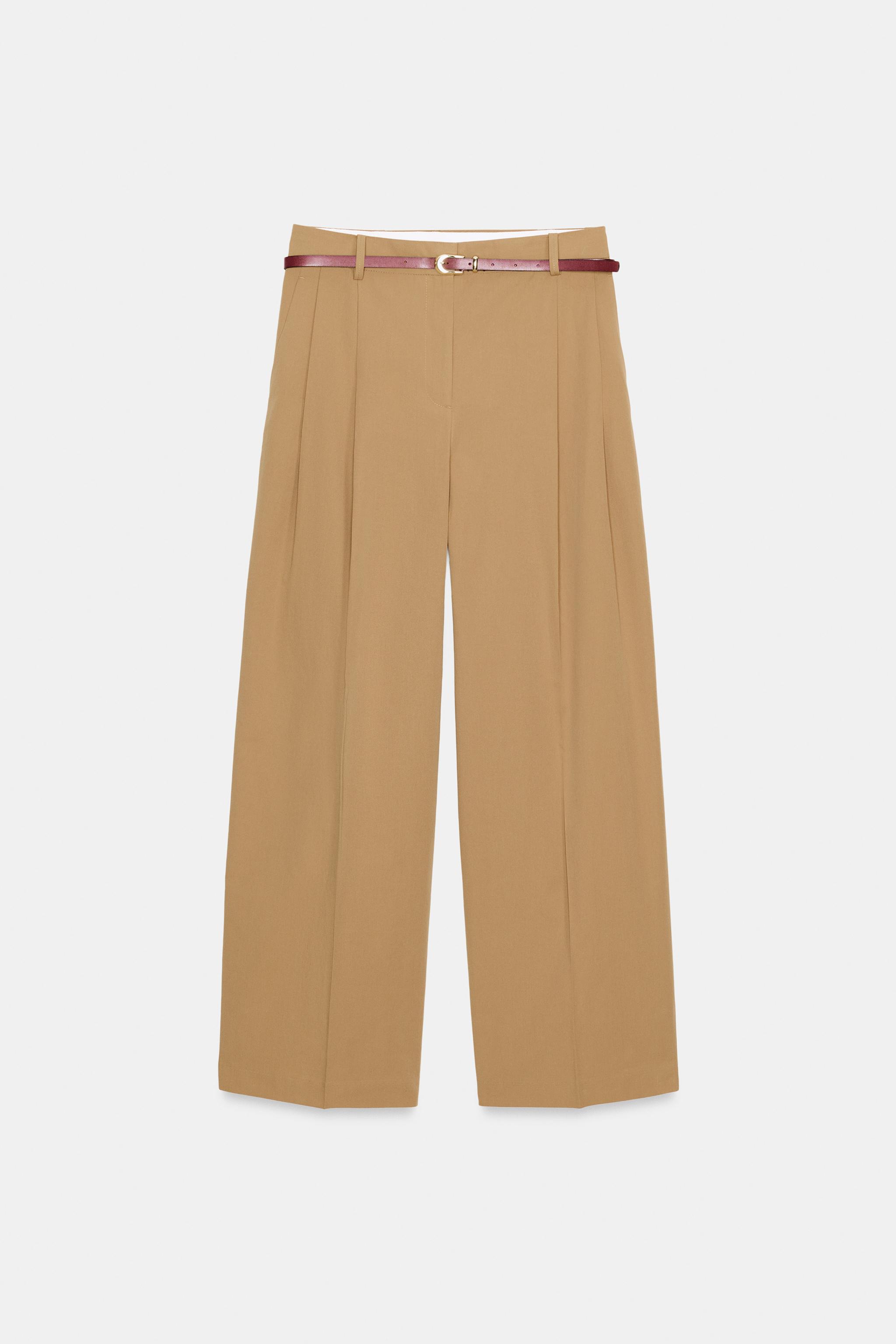BELTED PLEATED PANTS