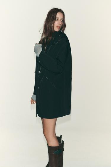 VESTE LONGUE À CAPUCHE - Noir de Zara - Image 3