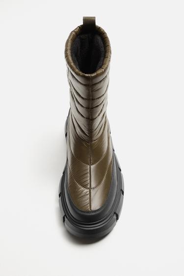 BOTTES MATELASSÉES - Kaki clair de Zara - Image 6