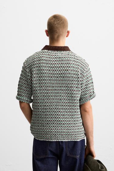POLO EN MAILLE JACQUARD - Vert de Zara - Image 2