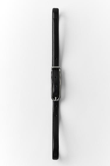100% LEATHER SKINNY BELT — Black 1