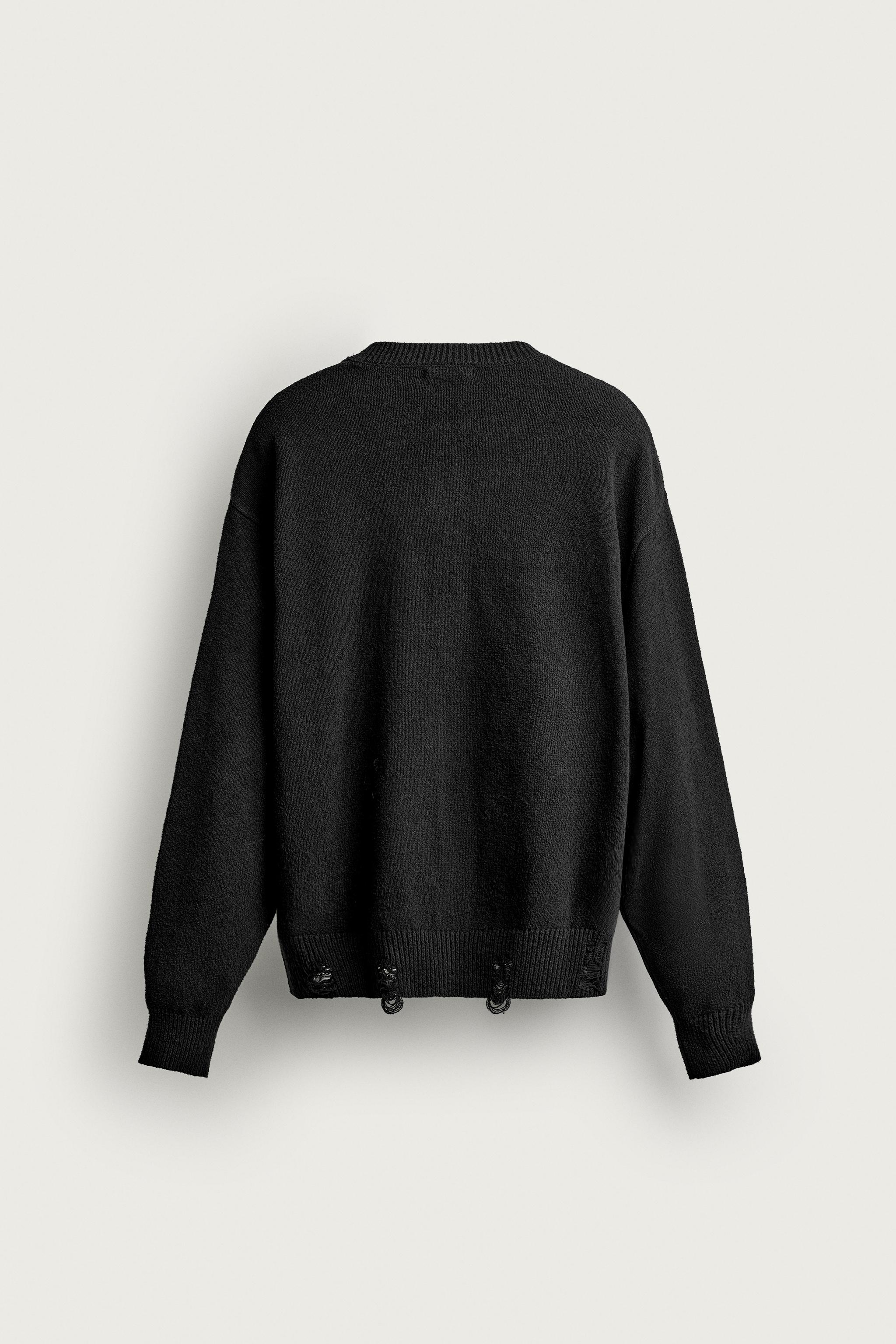 CARDIGAN RELAXED FIT EFFET DÉCHIRURES