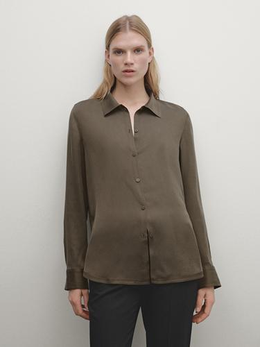 Zara Satin mulberry silk blend shirt - Black gold