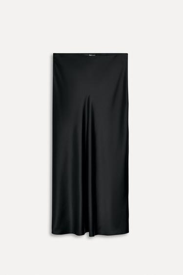 SATIN MIDI SKIRT 50TH ANNIVERSARY - Black by Zara