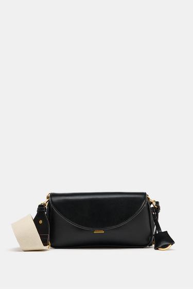 Zara LONG CROSSBODY BAG - Black