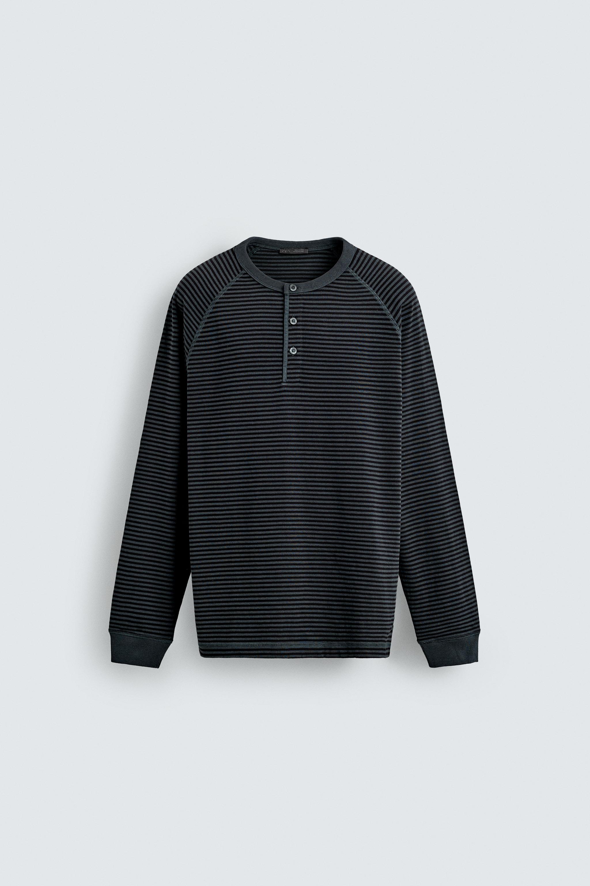 HENLEY NECK T-SHIRT - striped | ZARA South Africa