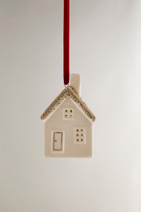 CERAMIC HOUSE CHRISTMAS TREE ORNAMENT - White | ZARA United States
