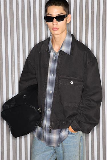 Zara 寬鬆版型牛仔外套 - 煤灰色