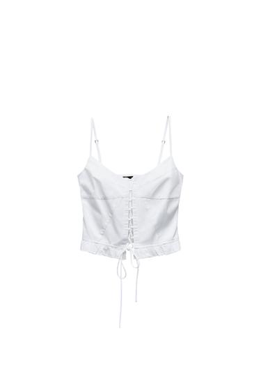 GABARDINE TOP WITH CROSSED TIES