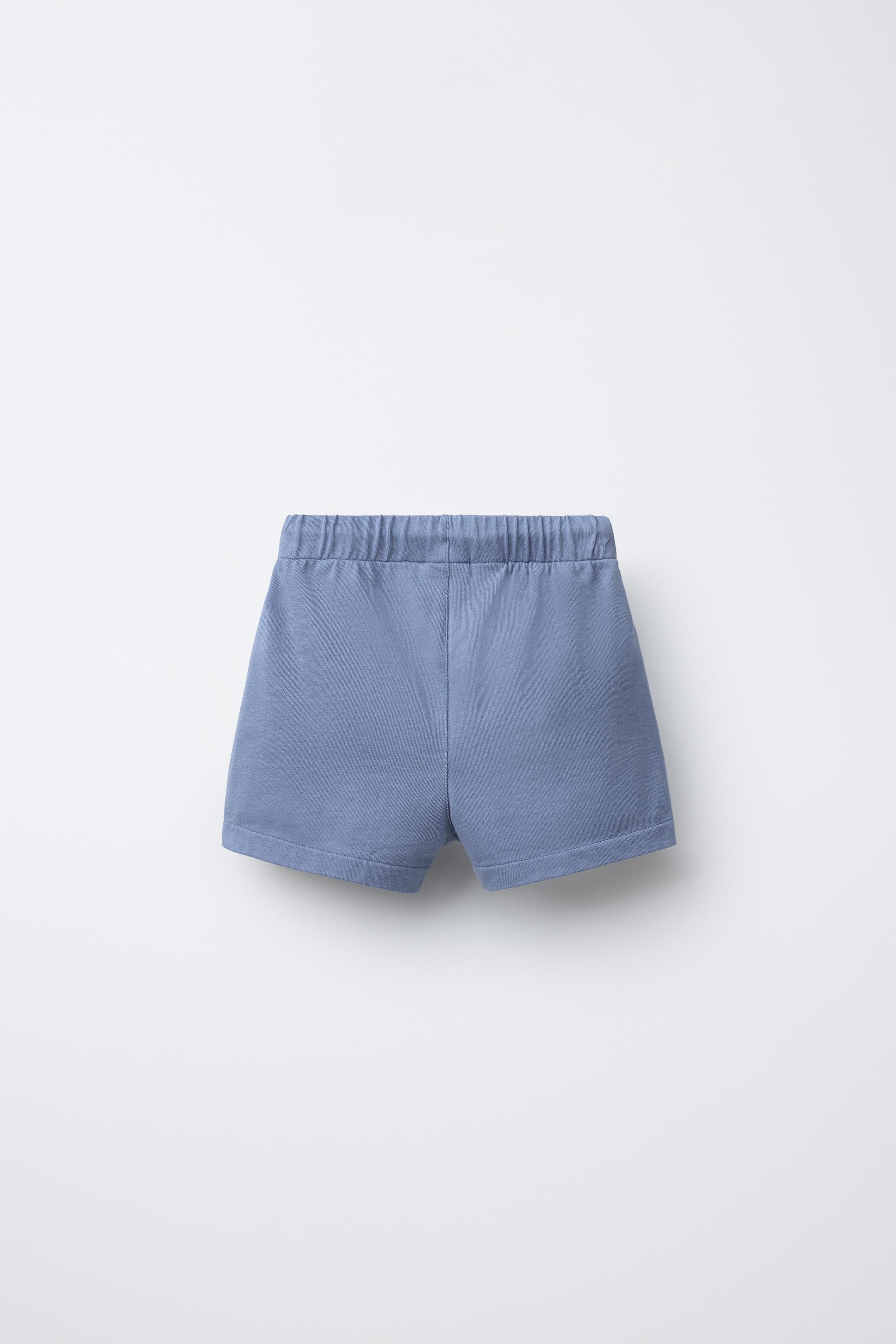 Shorts Jersey Bebe Zara BERMUDA STRAIGHT COMBINÉE RAYURES Bleu