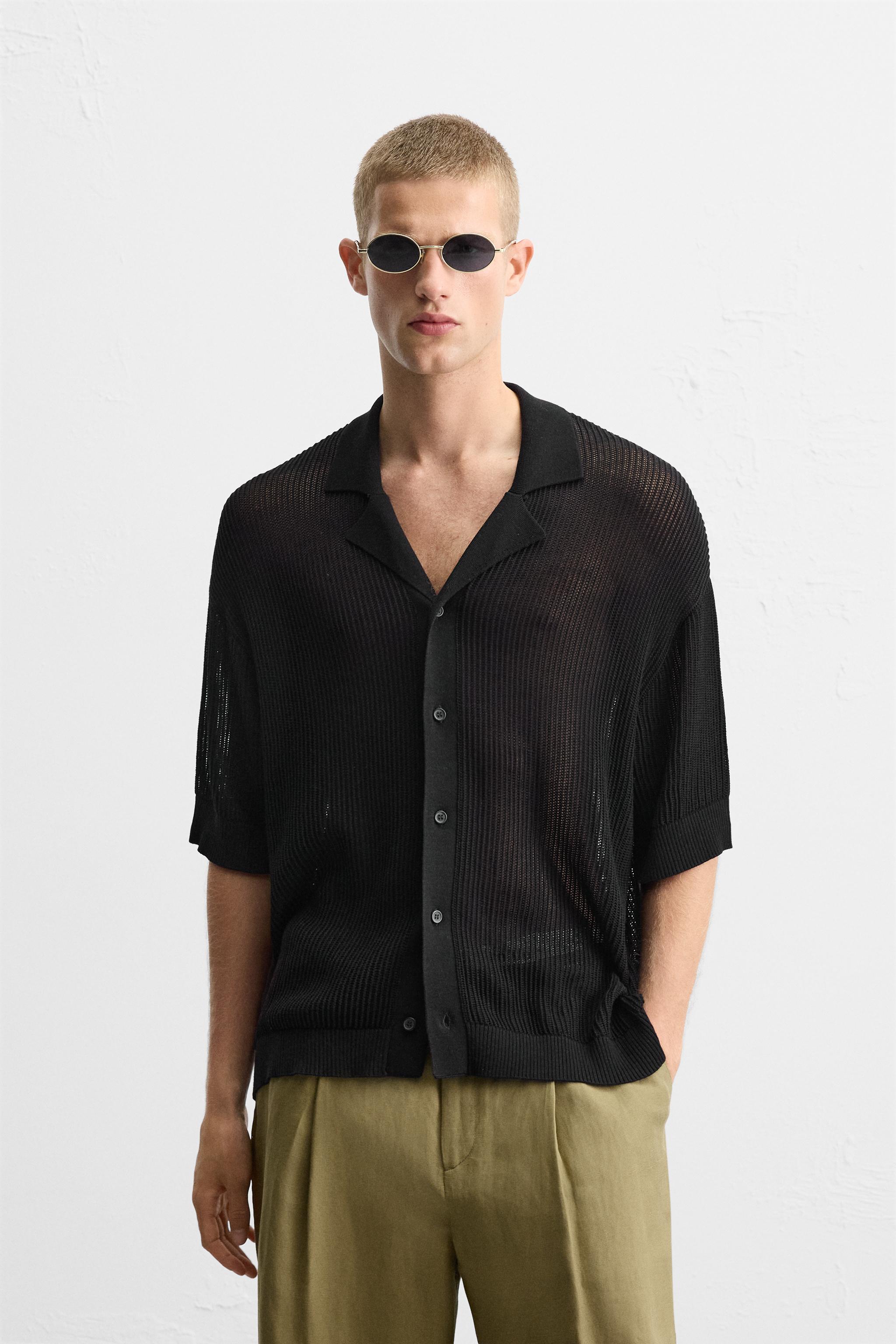 TRUTH Short Sleeve Open Knit Button-Up Shirt | Nordstromrack