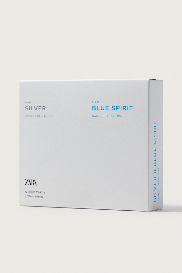 MAN SILVER + MAN BLUE SPIRIT EDT 100 ML + 100 ML / 3.38 oz 2