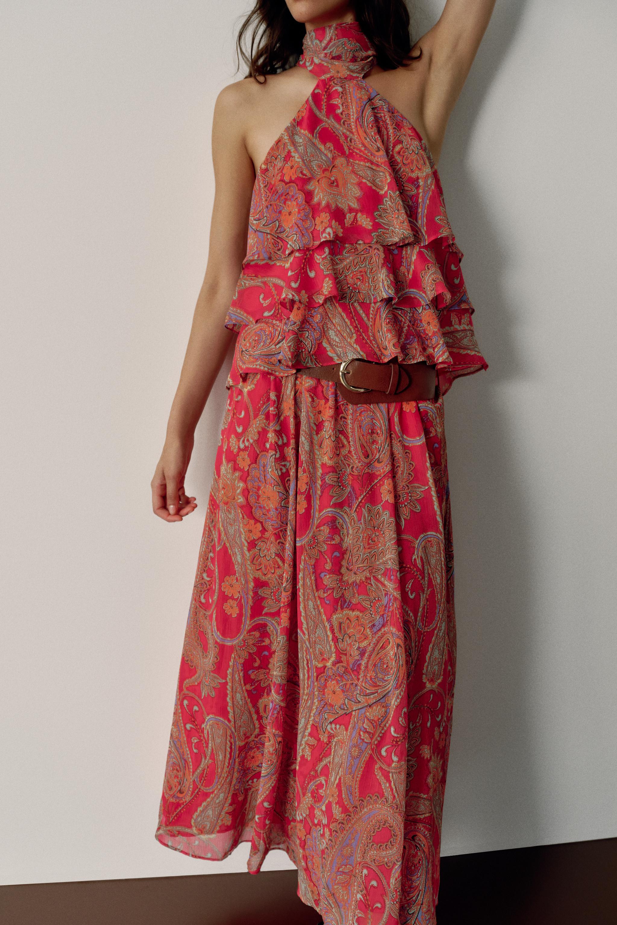 BELTED PRINTED SKIRT