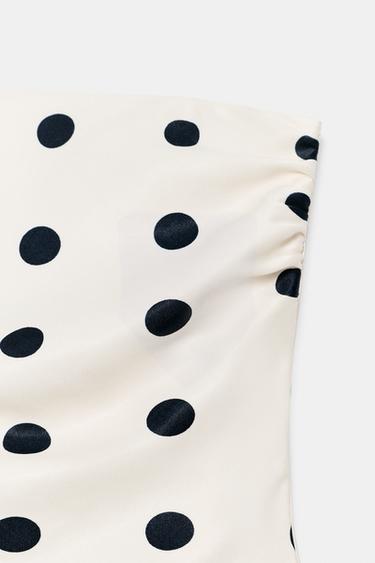 SATIN BANDEAU TOP WITH TIED POLKA DOT DETAIL - Black / White by Zara - Image 8