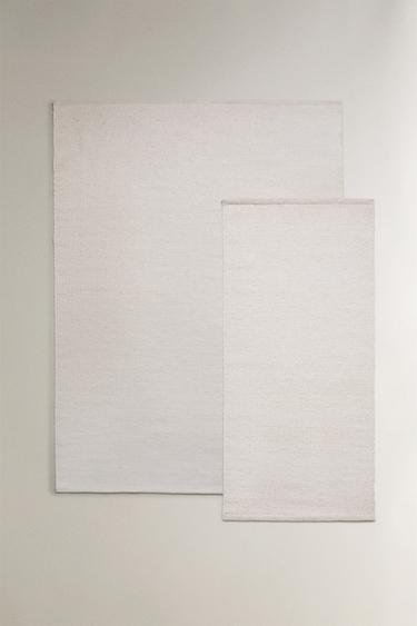LIGHT-COLOURED WOOL RUG - Ecru by Zara