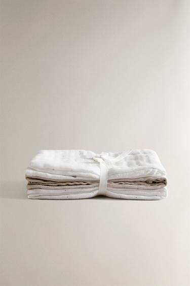 LOT LANGES EN MOUSSELINE BÉBÉ ÉLÉPHANTS (LOT DE 3) - Blanc cassé de Zara - Image 1