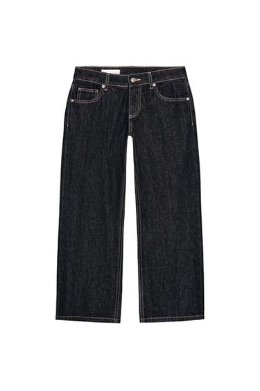 JEANS TRF WIDE LEG CROPPED TIRO BAJO