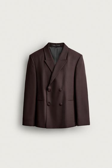 DOUBLE-BREASTED SUIT BLAZER - Dark brown by Zara