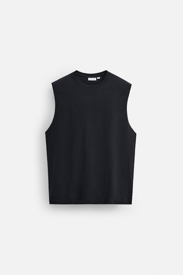 COTTON TANK T-SHIRT - Dark navy by Zara
