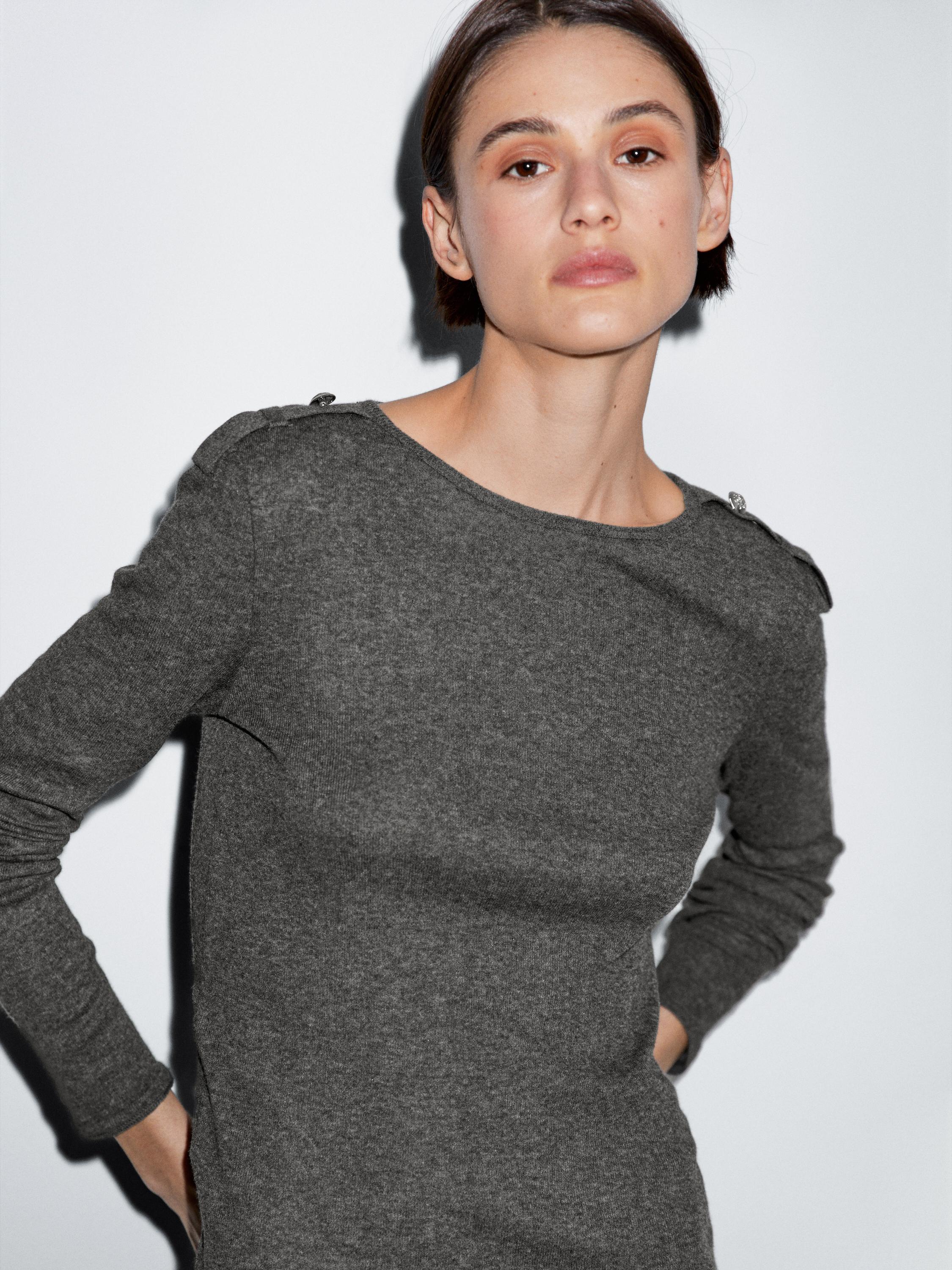 Knit T-shirt with shoulder detail