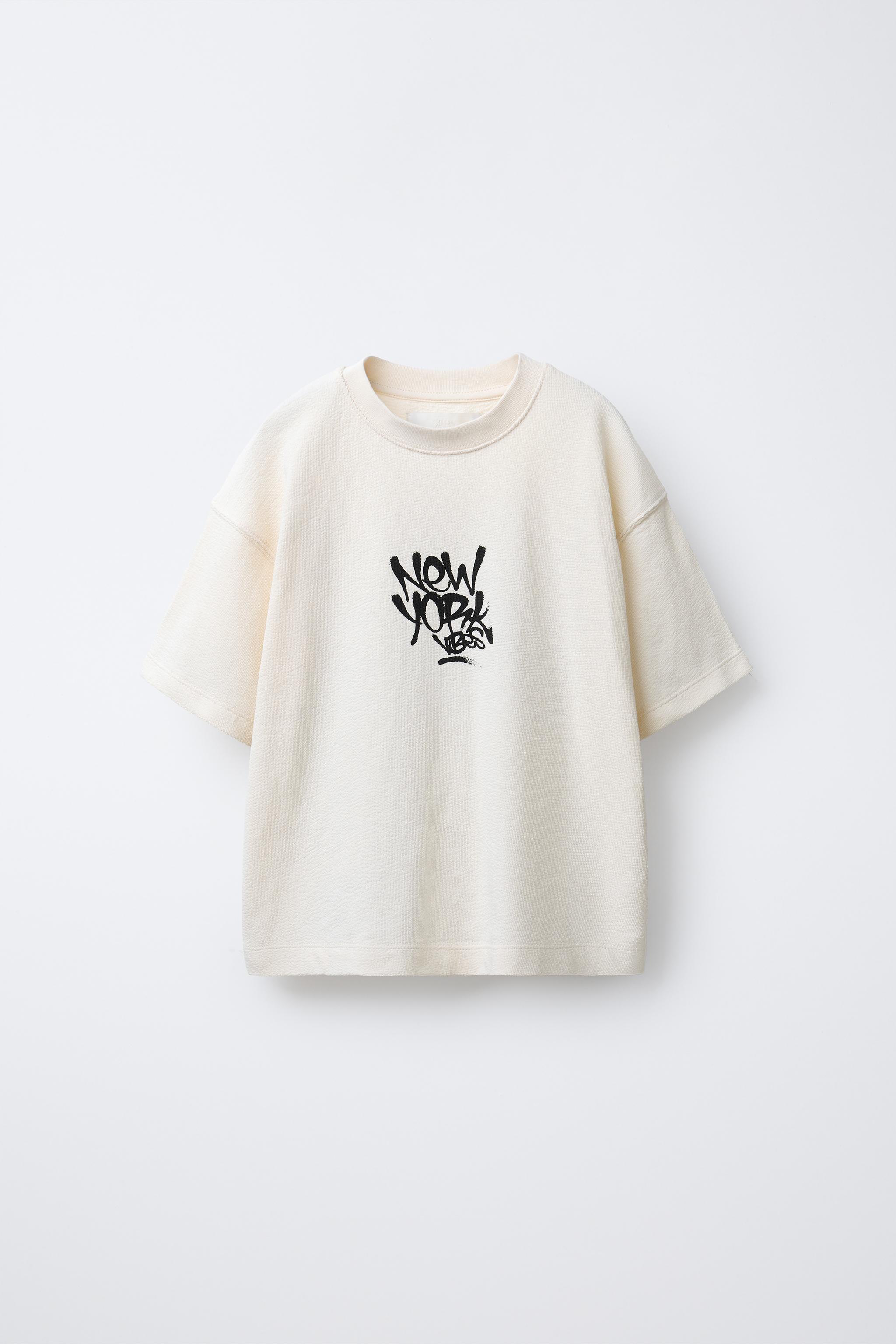 TEE-A様　① TEXTURED GRAFFITI PRINT T-SHIRT - Ecru | ZARA United States