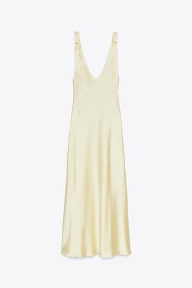 SATIN MIDI DRESS WITH BOWS - Light yellow by Zara - Image 6
