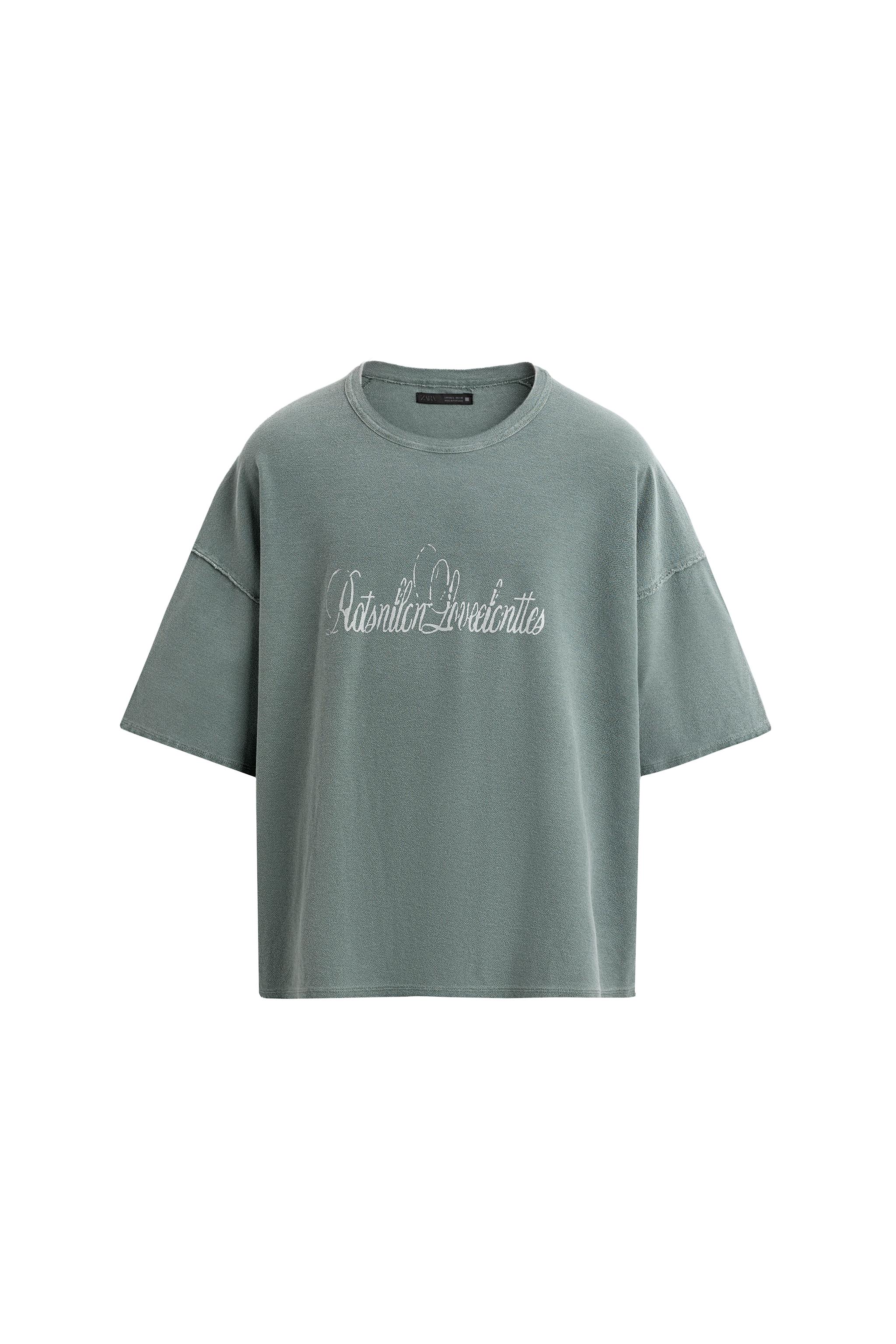 スプレープリントニットTシャツ - rウォッシュグリーン | ZARA Japan 