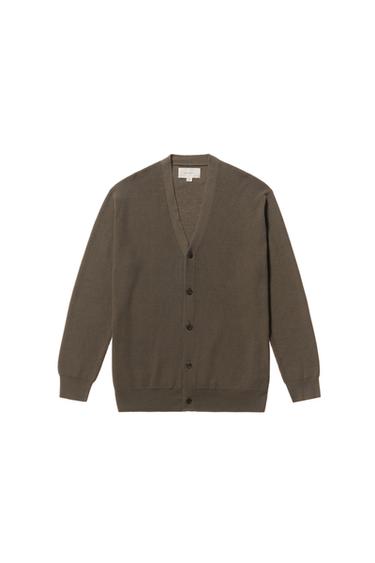COTTON BLEND CARDIGAN - Brown / Green by Zara