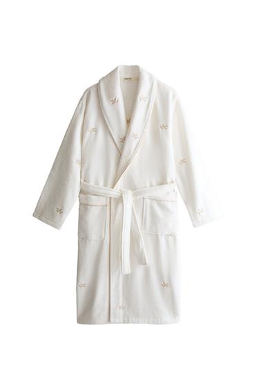 FLORAL COTTON DRESSING GOWN (380 GSM) - عاج الخاص بـ Zara