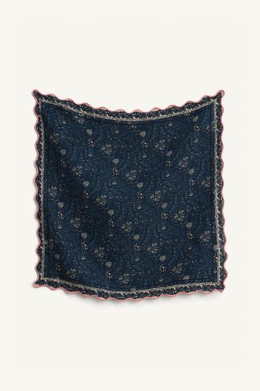 波柄限定版スカーフブルーZaraの波柄限定版スカーフ - ブルー