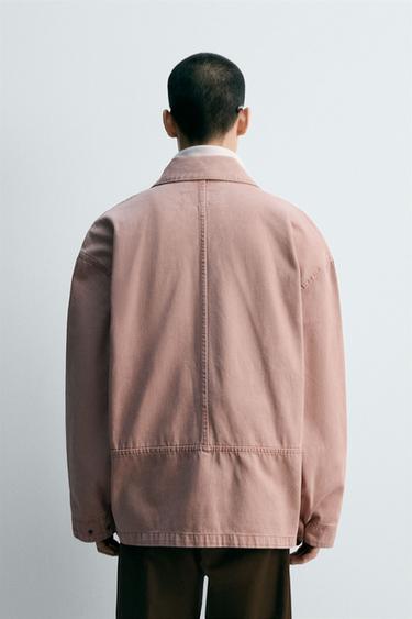 Zara WASHED TEXTURED OVERSHIRT - Faded pink