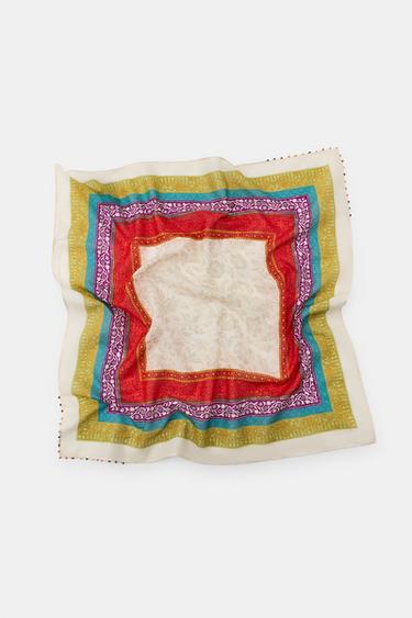 BEADED PRINT SCARF - Multicoloured by Zara