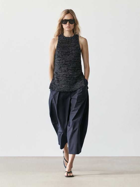 Cotton blend wide-leg trousers from Zara - $180