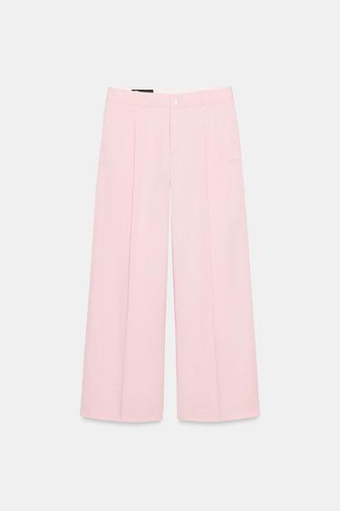 Zara PLEATED CHINO PANTS - Pink