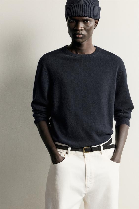 COTTON BLEND SHORT KNIT BEANIE - navy by Zara - Image 0