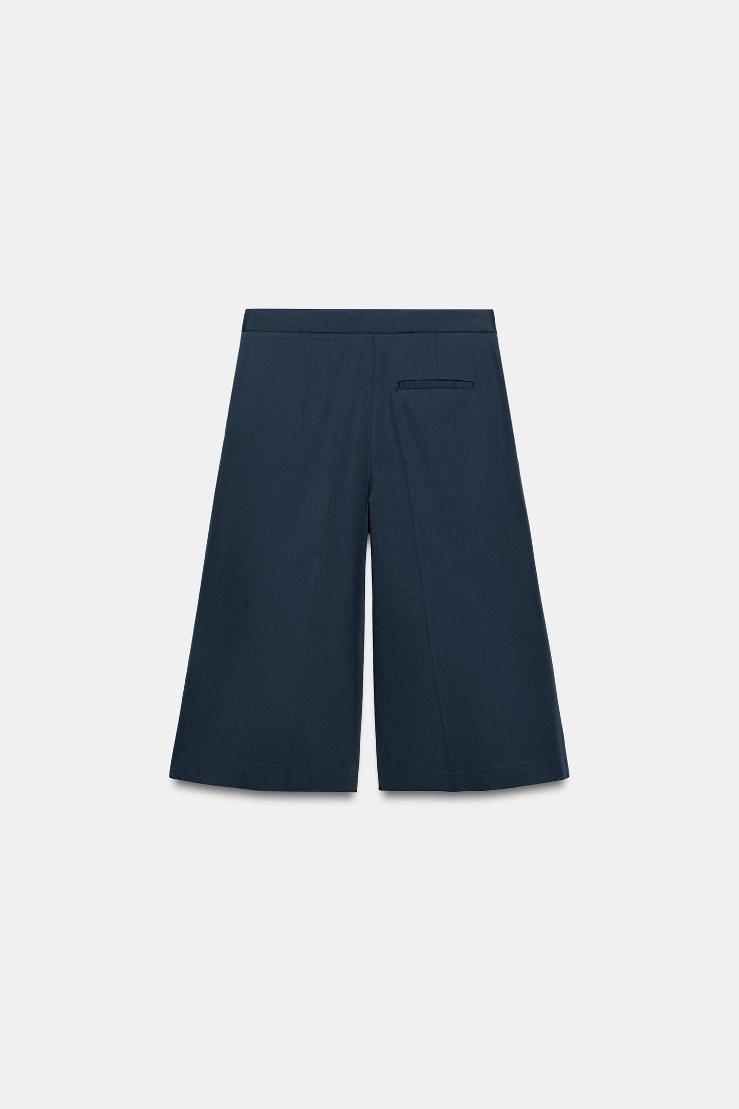 Женские шорты Zara ZW Collection Pleated Bermuda, цвет: Тёмно-синий — фото 10