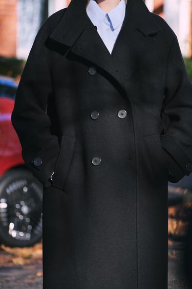 HIGH-NECK WOOL COAT - Black by Zara - Image 2