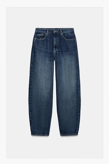 Zara ZW COLLECTION BARREL MID-RISE JEANS - Mid-blue