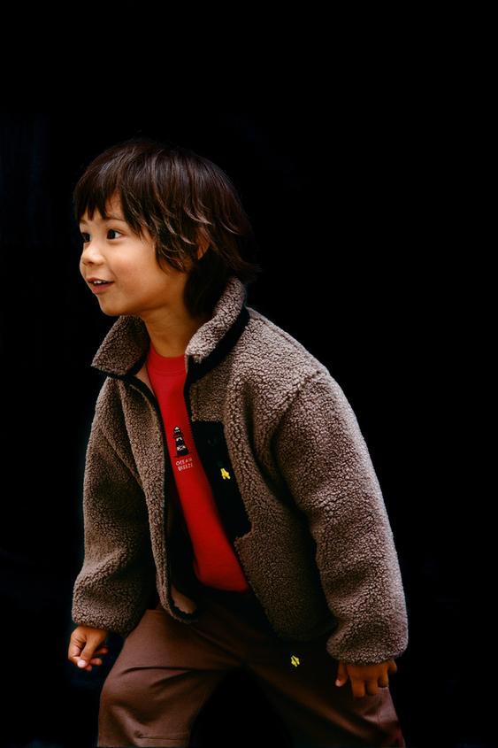 CONTRAST FAUX SHEARLING JACKET - Brown / Taupe by Zara - Image 0