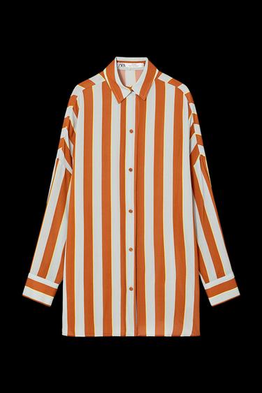 LIMITED EDITION STRIPED OVERSIZE SHIRT - Orange by Zara - Image 0