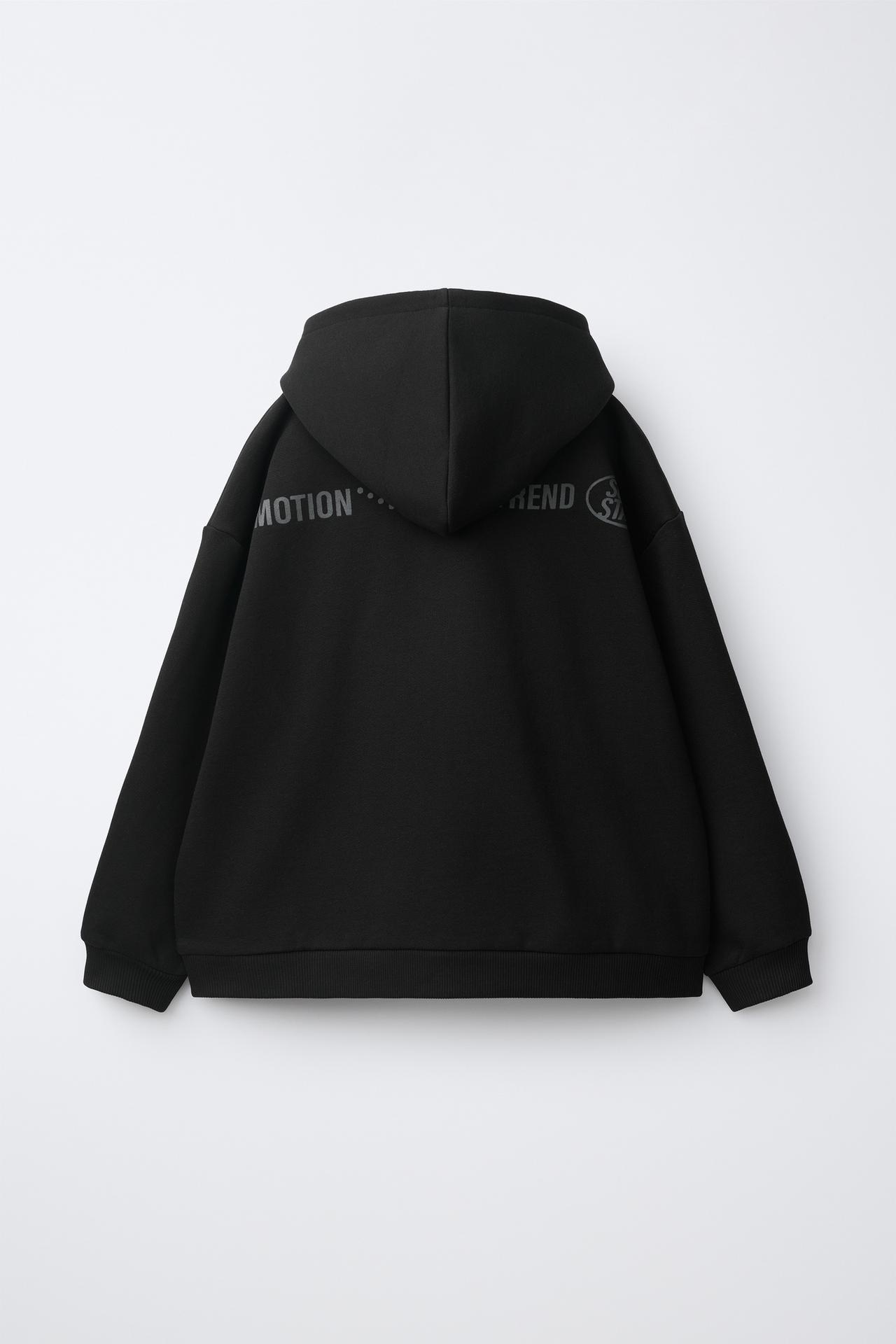 TEXT AND STUD HOODIE — Black