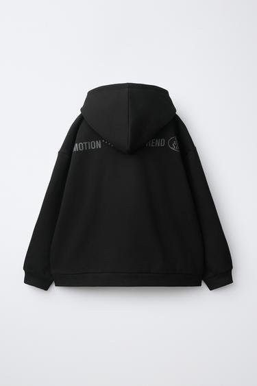 TEXT AND STUD HOODIE — Black 2