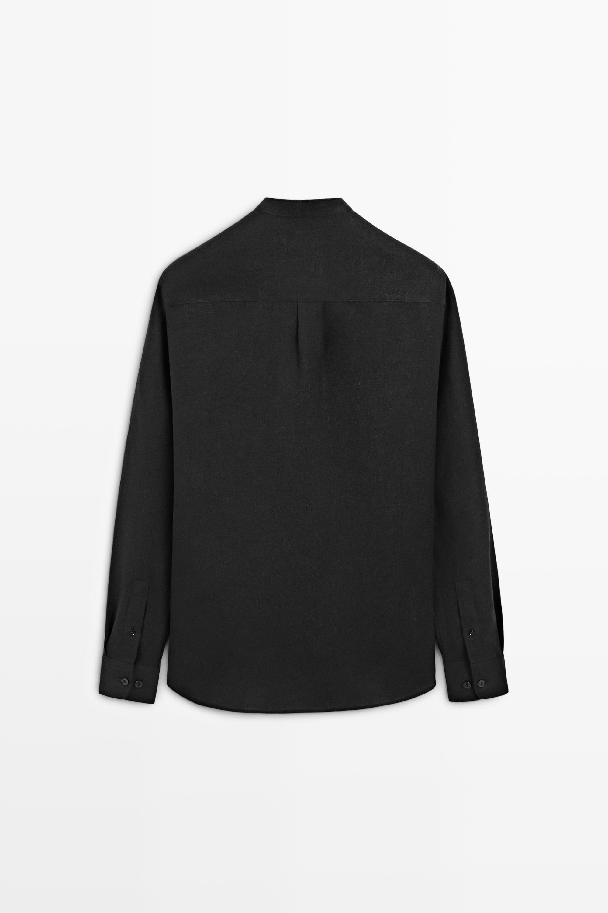 100% linen stand collar shirt