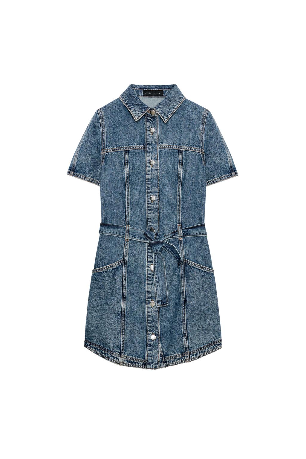 Z1975 BELTED MINI DENIM DRESS - image 3