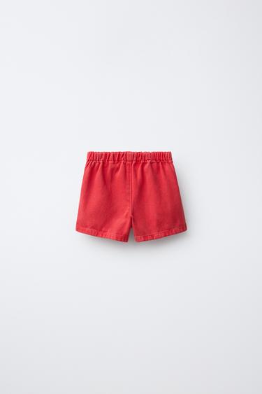JUPE-SHORT EN SERGÉ À LACETS - Rouge de Zara - Image 1