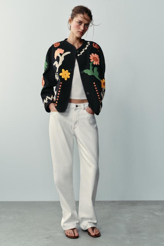 FLORAL EMBROIDERED JACKET - Black by Zara - Image 0