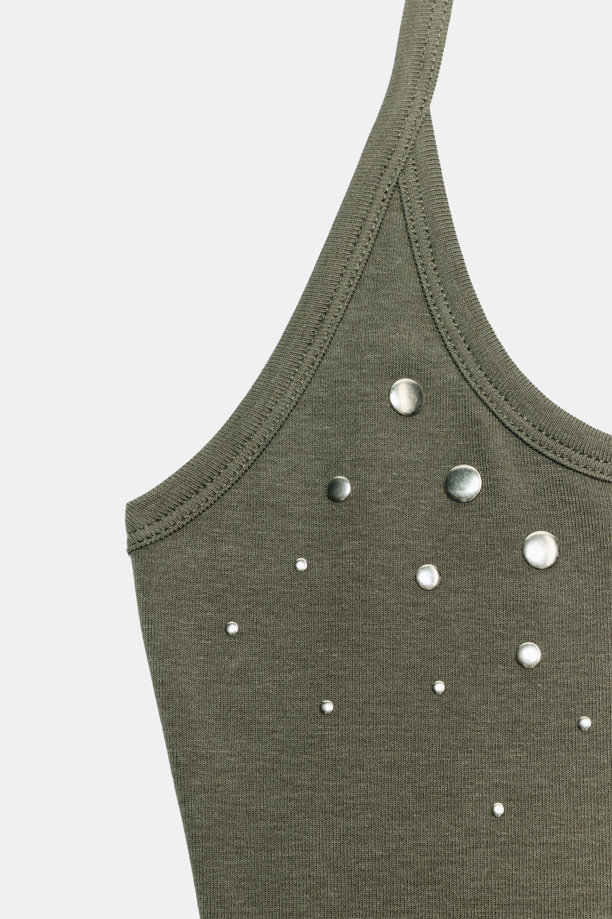 STUDDED HALTER TOP