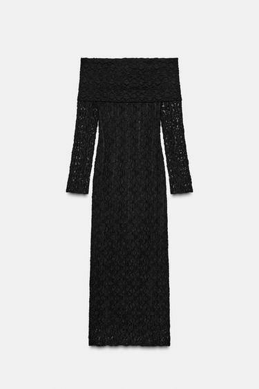 Zara STRAPLESS LACE DRESS - Black - Image 0