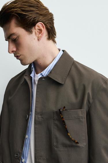 SURCHEMISE TOILE DOUBLURE CONTRASTE - Vison de Zara - Image 6