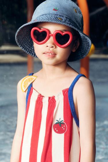 CASA LAWA X ZARA KIDS STRIPED TOWELLING PLAYSUIT - Red by Zara